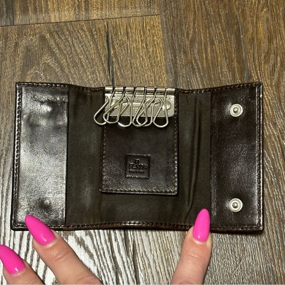 FENDI Zucca Canvas Leather 6 Key Rings Key Case Brown - Picture 6 of 8